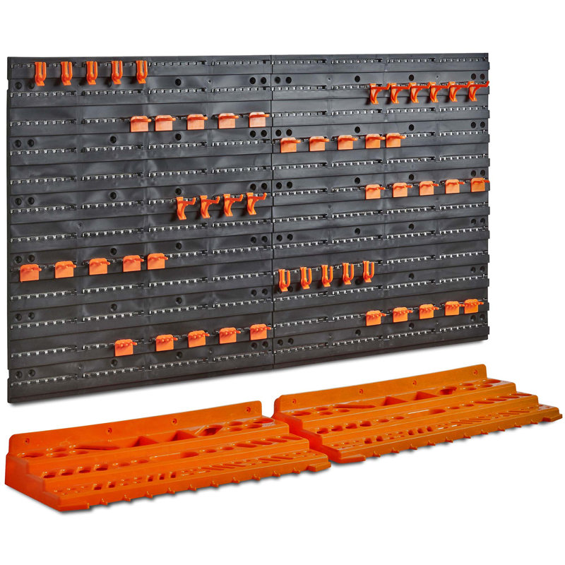 VonHaus 50 Piece Wall Mounted Plastic Pegboard and Shelf Tool Organizer